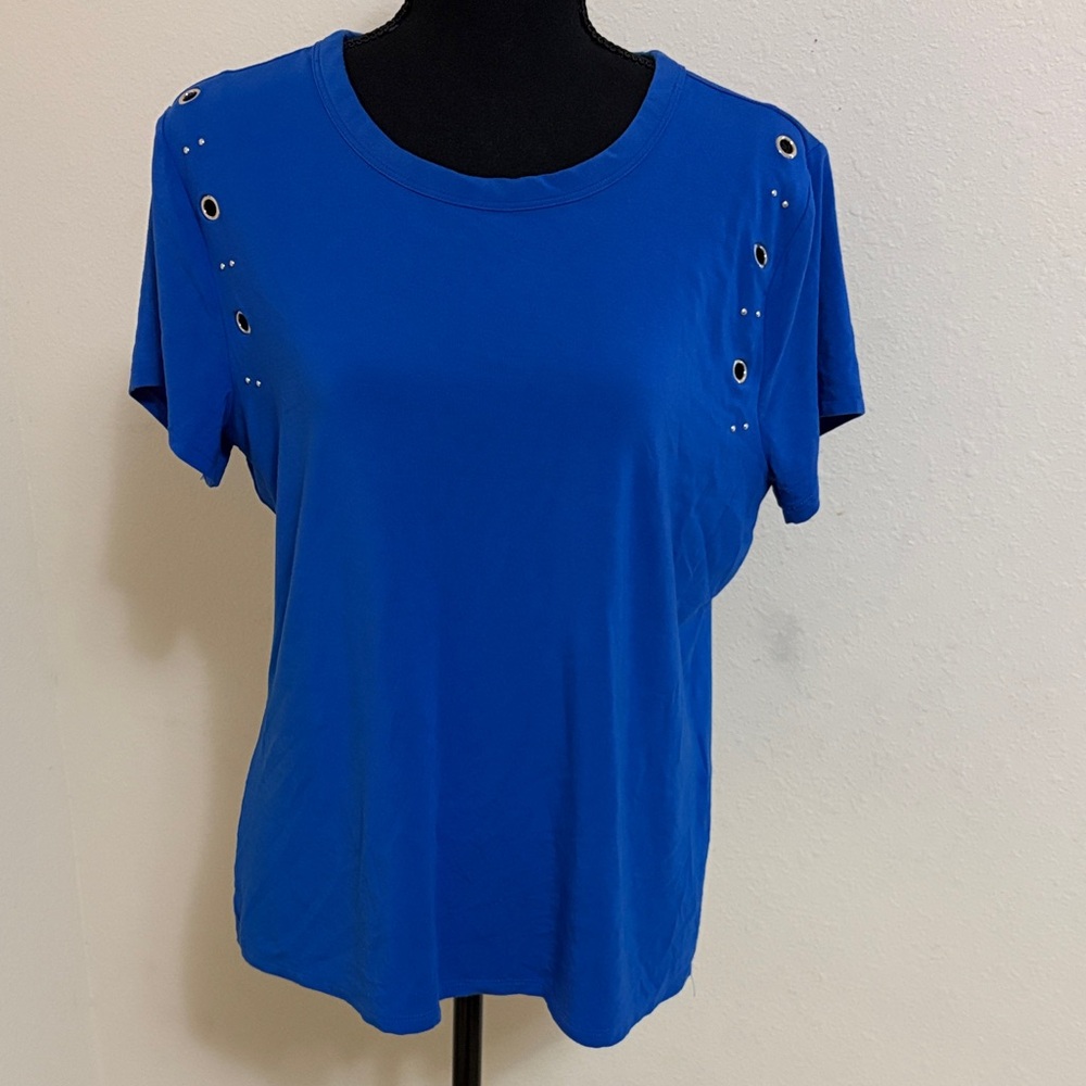 White House Black Market Royal Blue Grommet Tee